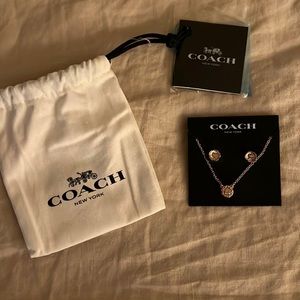Coach rose gold necklace and earrings